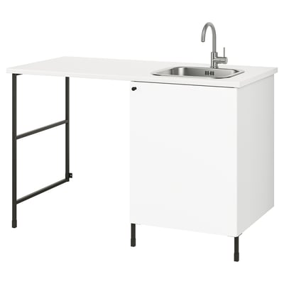 ENHET Juego de muebles para lavadero, gris oscuro/blanco, 139x63.5x90.5 cm