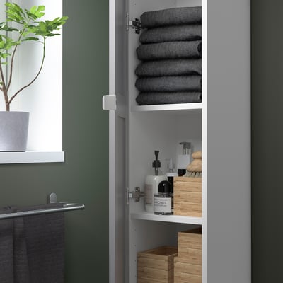 ENHET Mueble alto, blanco/gris estructura, 30x32x180 cm