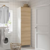 ENHET Mueble de almacenamiento, blanco/efecto roble, 60x62x210 cm