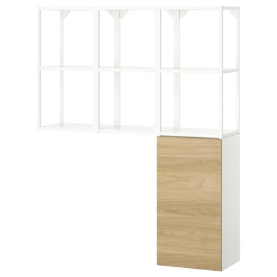 ENHET Mueble de almacenamiento, blanco/efecto roble, 120x32x150 cm