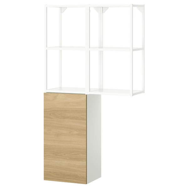 ENHET Mueble de almacenamiento, blanco/efecto roble, 80x32x150 cm