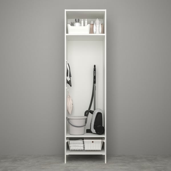ENHET Mueble de almacenamiento, blanco/gris estructura, 60x62x210 cm