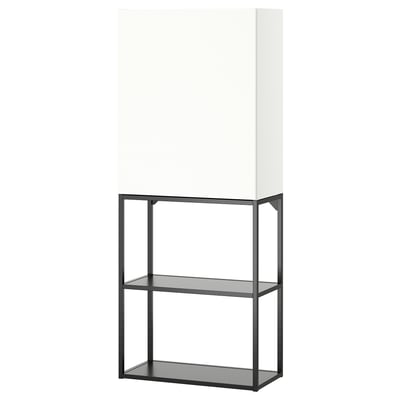 ENHET Mueble de almacenamiento, gris oscuro/blanco, 60x32x150 cm