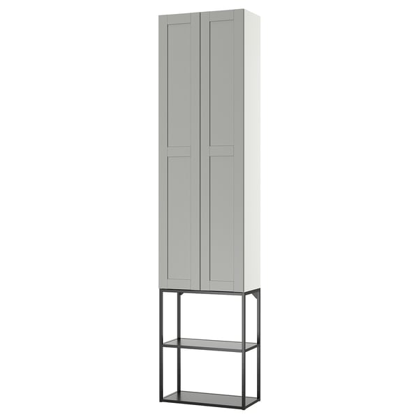 ENHET Mueble de almacenamiento, gris oscuro/gris estructura, 60x32x255 cm