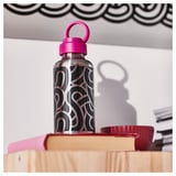 ENKELSPÅRIG Botella de agua, acero inoxidable con diseño/negro rosado, 0.5 l