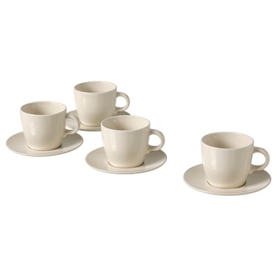 FÄRGKLAR Taza con plato, brillante beige, 25 cl