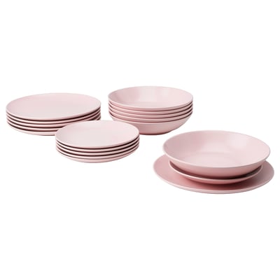 FÄRGKLAR Vajilla 18 piezas, mate Rosado claro