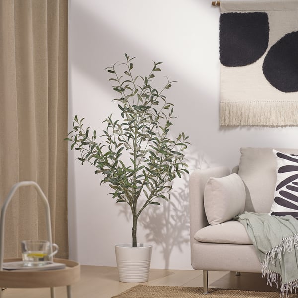 FEJKA Planta artificial, interior/exterior olivo, 19 cm