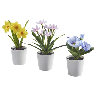 FEJKA Plantas artificiales, set de 3, interior/exterior flor, 6 cm