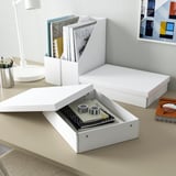 FJÄDERHARV Caja con tapa, blanco, 25x35x8 cm