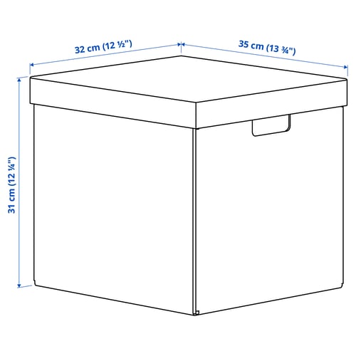 FJÄDERHARV Caja con tapa, gris oscuro, 32x35x31 cm