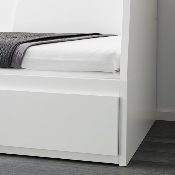 FLEKKE Daybed con 2 cajones y 2 colchones, blanco/Vannareid firme, 80x200 cm