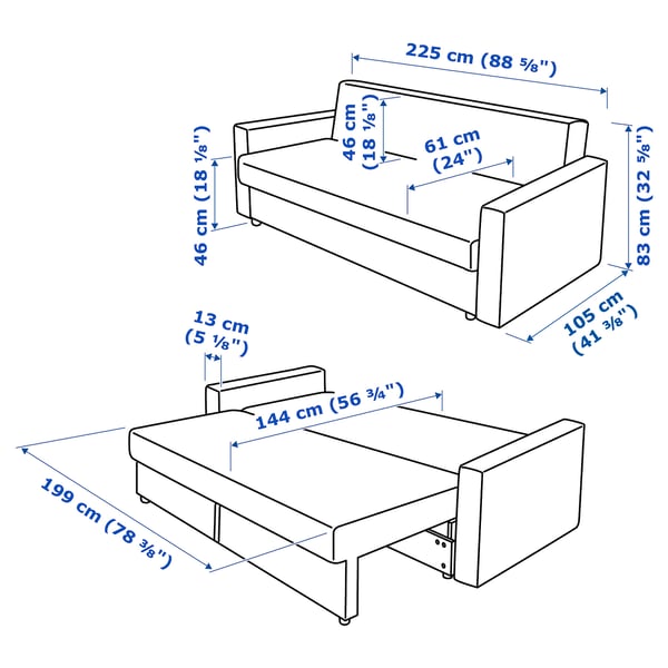 FRIHETEN Sofá cama 3 cuerpos, Skiftebo azul