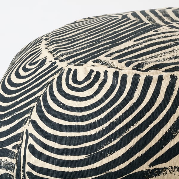 FRÖDD Cojín suelo, negro/con diseño, 56 cm