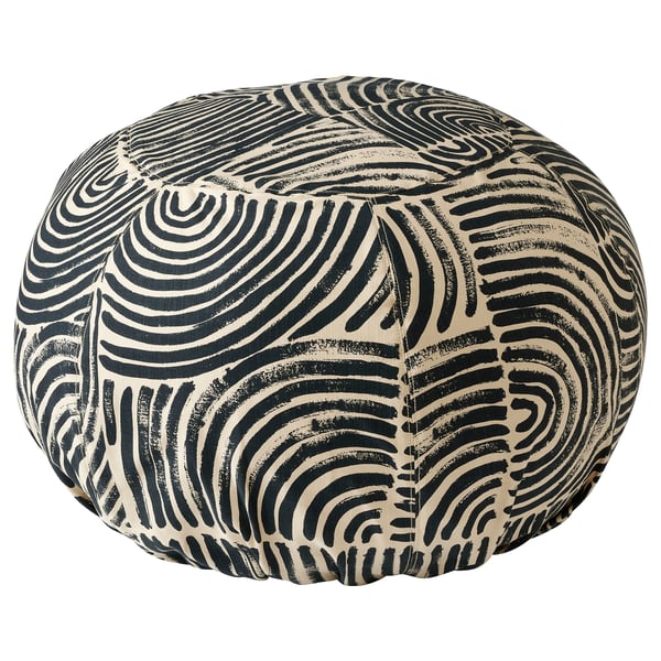FRÖDD Cojín suelo, negro/con diseño, 56 cm