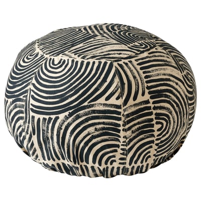 FRÖDD Cojín suelo, negro/con diseño, 56 cm