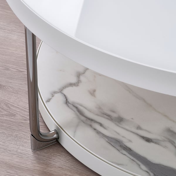 FRÖTORP Mesa de centro, blanco cromado/blanco vidrio, 88 cm