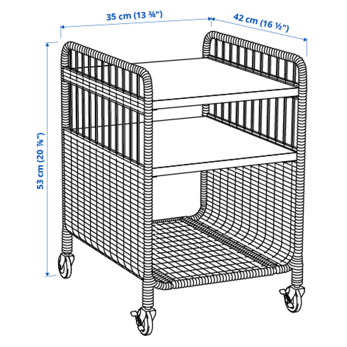 FRYKSÅS Mueble de almacenaje con ruedas, ratán, 37x53 cm - IKEA Chile