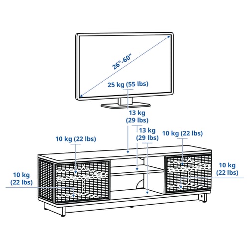 FRYKSÅS Rack de TV, ratán, 157x41x49 cm