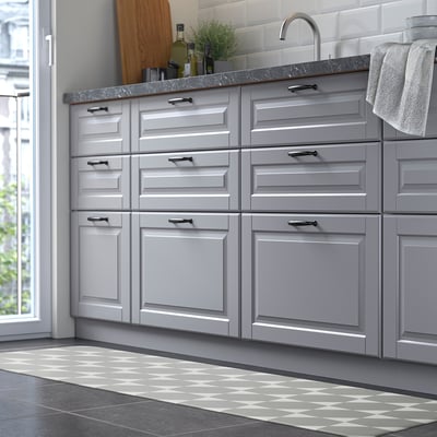 GÅNGPASSAGE Alfombra de cocina, gris/blanco, 45x120 cm