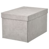 GJÄTTA Caja con tapa, terciopelo gris claro, 18x25x15 cm