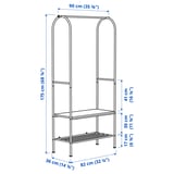 GRÅFJÄLLET Perchero y zapatero, gris oscuro, 90x36x175 cm