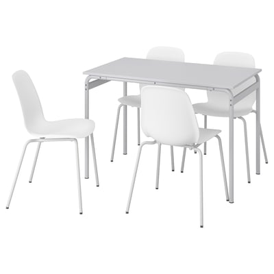 GRÅSALA / LIDÅS Juego de comedor con 4 sillas, gris/blanco blanco, 110 cm