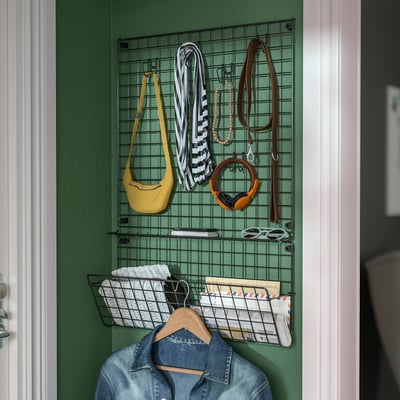 GREJIG Rejilla organizadora de pared, gris, 58x59 cm