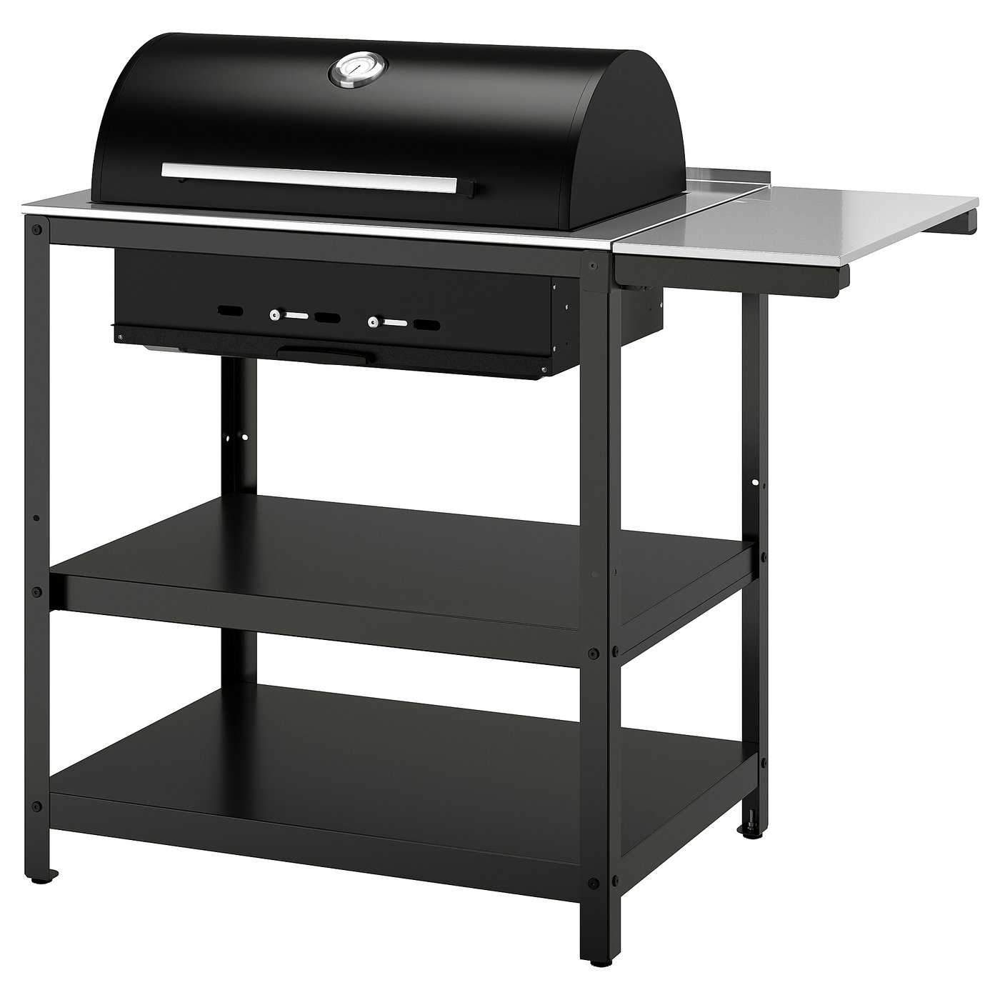 GRILLSKÄR Parrilla carbón y mesa auxiliar, acero inoxidable/ext, 93