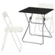 GUNDE / VIHALS Mesa con 2 sillas plegables, plegable negro/blanco, 67x67 cm
