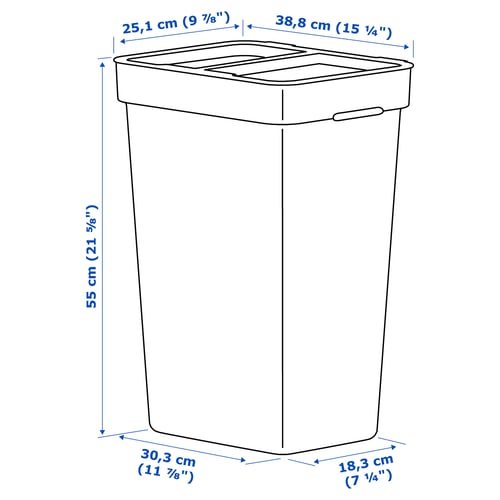 HÅLLBAR Basurero con tapa, gris claro, 35 l