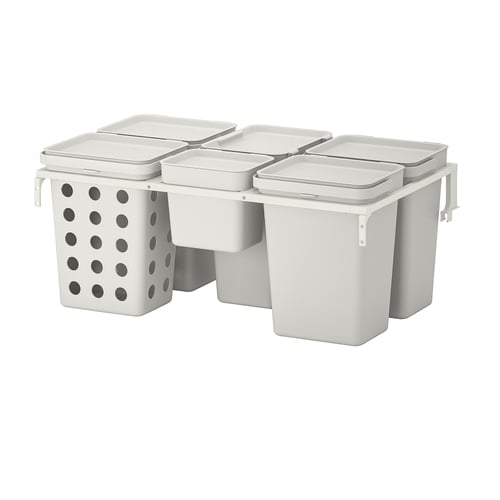 HÅLLBAR Solución clasificación de residuos, para cajón METOD ventilado/gris claro, 53 l