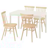 HAUGA / HÖGVED Juego de comedor con 4 sillas, blanco/chapa abedul, 118x74 cm