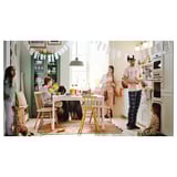 HAUGA / HÖGVED Juego de comedor con 4 sillas, blanco/chapa abedul, 118x74 cm