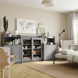 HAUGA Mueble de almacenamiento, gris, 244x46x116 cm