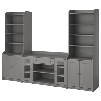 HAUGA Mueble de almacenamiento, gris, 279x46x199 cm
