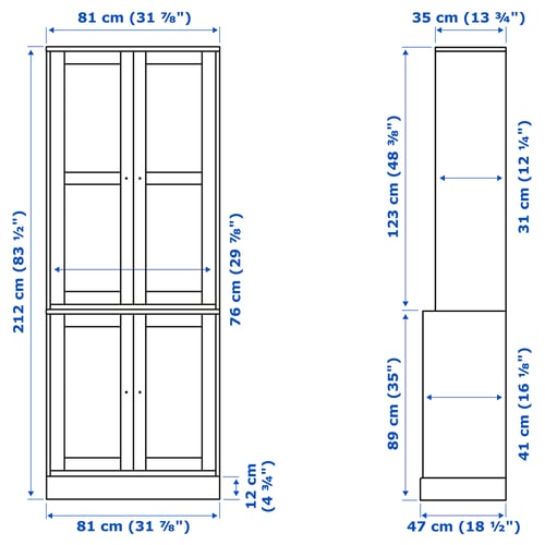 HAVSTA Almacenaje con puertas de vidrio, blanco, 81x47x212 cm