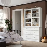 HAVSTA Almacenaje con puertas de vidrio, blanco, 121x47x212 cm