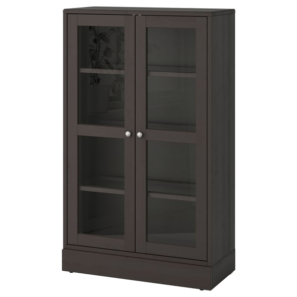 HAVSTA Vitrina, vidrio transparente café oscuro, 81x37x134 cm