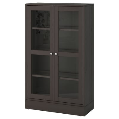HAVSTA Vitrina, vidrio transparente café oscuro, 81x37x134 cm