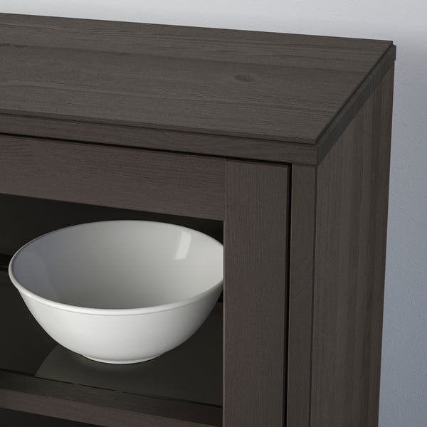 HAVSTA Vitrina, vidrio transparente café oscuro, 81x37x134 cm
