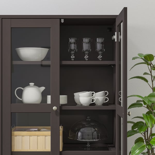 HAVSTA Vitrina, vidrio transparente café oscuro, 81x37x134 cm