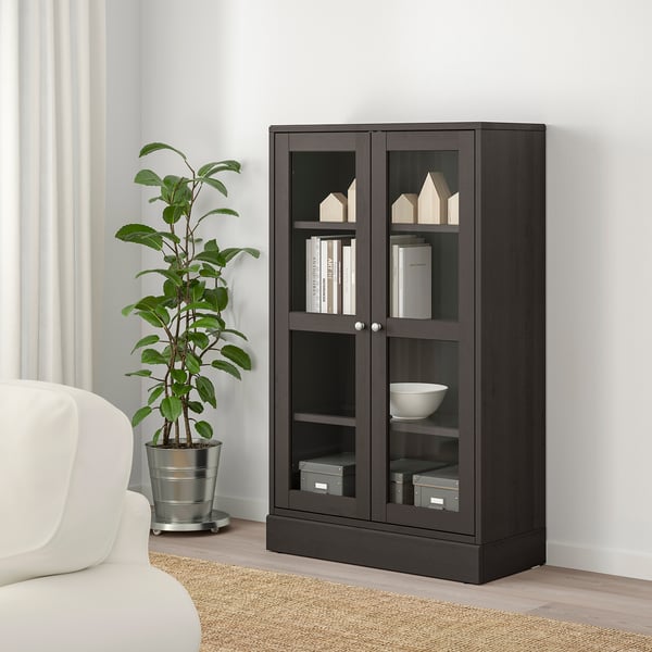 HAVSTA Vitrina, vidrio transparente café oscuro, 81x37x134 cm