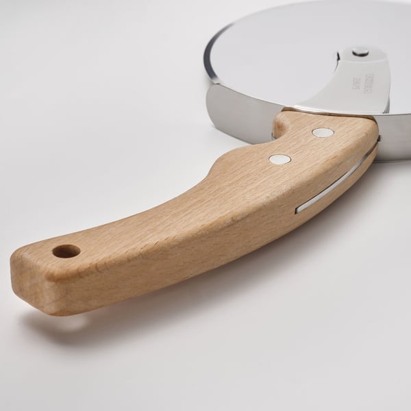 HAVSTULPAN Cortador de pizza, acero inoxidable/haya, 22 cm