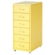 HELMER Cajonera con ruedas, amarillo, 28x69 cm