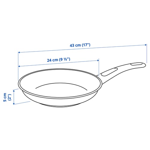 HEMLAGAD Sartén, revestimiento antiadherente negro, 24 cm