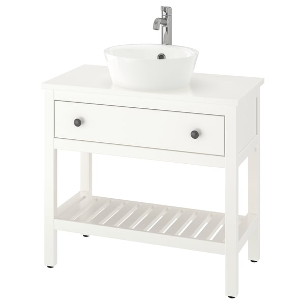 HEMNES / KATTEVIK Mueble lavaman abierto cajón+grifo, blanco, 82x48x91 cm