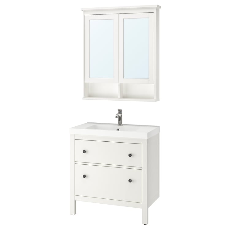 HEMNES / ODENSVIK Conjunto de muebles para baño, blanco/llave Voxnan