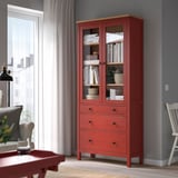 HEMNES Vitrina con 3 cajones, rojo/café, 90x197 cm