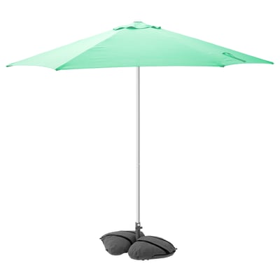 HÖGÖN / IGGÖN Quitasol con base, menta/Gris oscuro, 270 cm